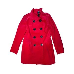 Vintage Y2K Red Corduroy Double‎ Breasted Coat M Lined Cotton Mod Office Casual